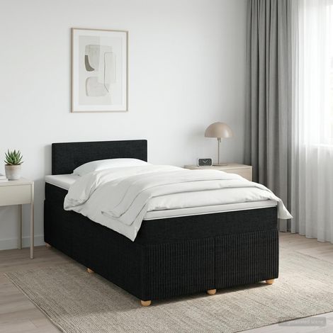 Cama box spring con colchón Negro 120 x 190 cm Tela (1/5)
