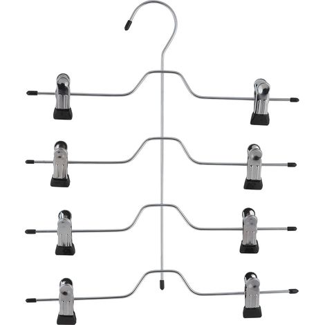 Verchromter, vierstufiger Rock- und Gummibandbügel Clips Kleiderschrankorganisation (1/3)