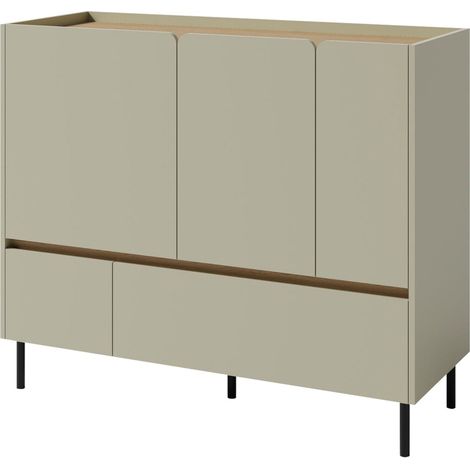 Commode Fiosono 107, Eucalyptus + Chêne, Tiroirs et portes, Nombre de tiroirs: 0, 105x120x40cm (1/4)