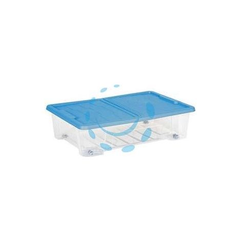 CONTENITORE SOTTOLETTO MASTERBOX COLORE TRASPARENTE/BLU - cm.57x39x15h. - lt.25
