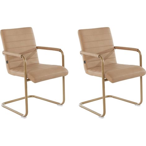 Elise-Fauteuil en PU Creme Pack de 2 (1/5)