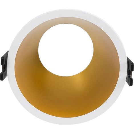 Aro Downlight Empotrable Redondo - Bajo UGR - Corte Ø85mm - Blanco y Dorado