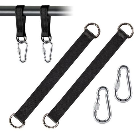 Staffe per amaca, cinghie di sospensione, set di sospensione per altalena, staffe per altalena, nylon. Include 2 moschettoni robusti e anelli a D per appendere l'altalena. (1/5)