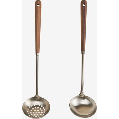 Set di schiumarola e mestolo in acciaio inox e legno di acacia Genrubin SKLUM             (1/5)