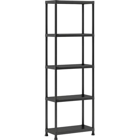 Keter Plus Regal 60/5 – 60×30×174 cm – Schwarz – Kunststoff – 5 Böden à 20 kg Tragkraft – Werkzeugfreie Montage – Wandbefestigung (1/4)