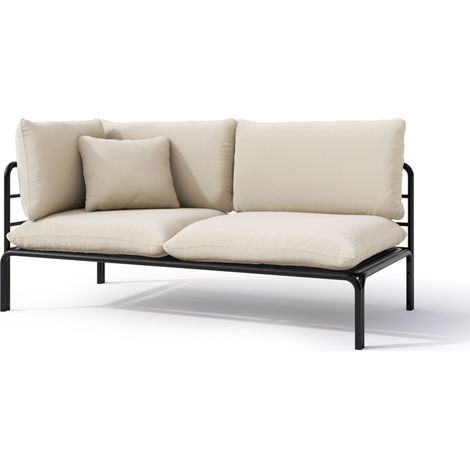 Selsey Worcully - Garten-Chaiselongue, wasserabweisend, beige/schwarzes Gestell (1/2)