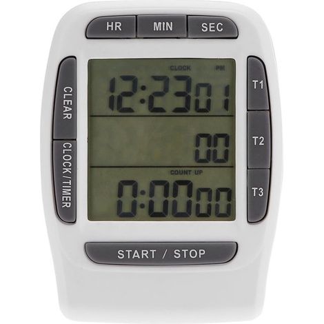 Timer da cucina digitale portatile - Timer da cucina con schermo LCD a 3 canali - Timer preciso - Timer per il conto alla rovescia con ampio display