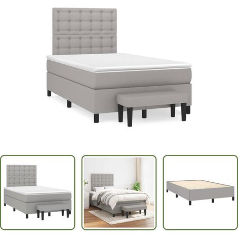 Matratze - Boxspringbett mit Matratze Hellgrau 120x190 cm Stoff (1/5)