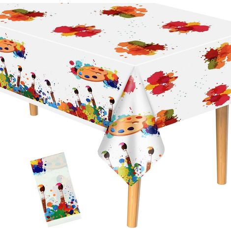 Nappe de table en plastique avec motif Malkunst, 130x220cm, pour fêtes d'enfants