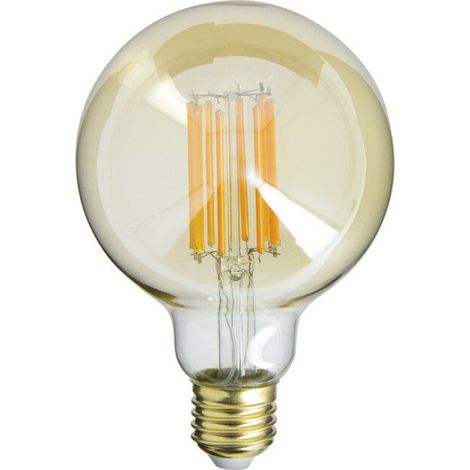 Ampoule Filament LED déco verre ambré G95, culot E27, 1521 Lumens, conso. 15W (equivalence 100W), Blanc chaud - RFDE1521B95A (1/5)