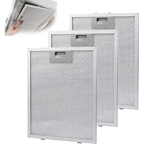 Filtre à graisse métallique en 3 pièces, filtre de ventilation universel en maille d'aluminium, pour hottes de cuisine (305 x 267 mm) (1/5)