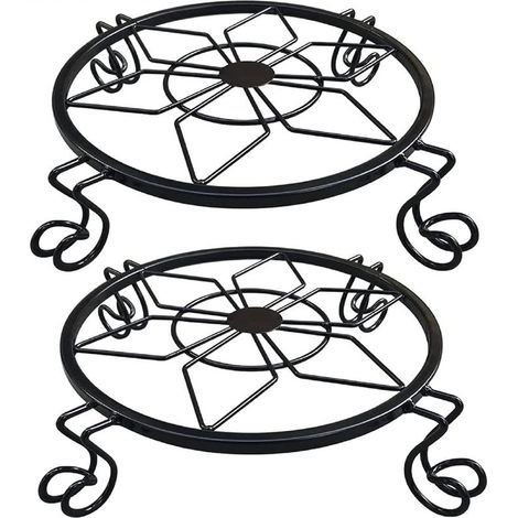 Support pour Plantes en Pot,Support pour Plante en Métal Résistant à la Rouille, Table de Jardin Design en Fer Forgé,Porte-Pots de Fleur en Fer Forgé- Noir (1/5)
