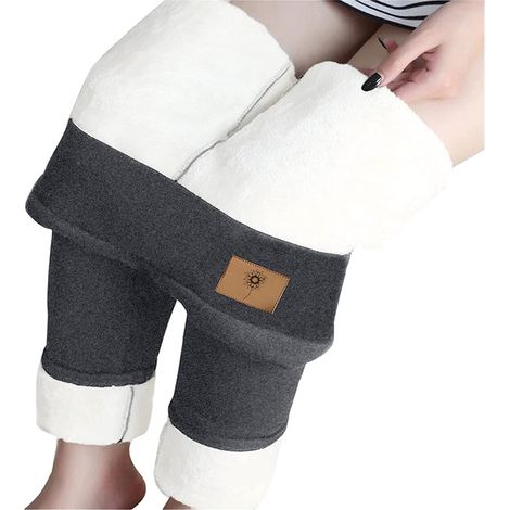 Leggings Thermiques - Coupe Haute - Doublure Polaire - Pour Activités Sportives et Loisirs - Taille XXL - Gris (1/4)