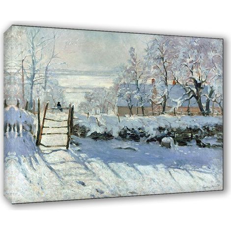 Lupia - Quadro su Tela il Meglio dell'Arte, 50x70 cm THE MAGPIE - MONET, Riproduzione d'Arte su Tela, Montato su Telaio in Legno 3 cm, Made in Italy (1/4)