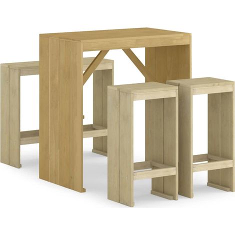 Maison Exclusive - Set Bistrò da Giardino 5 pz in Legno di Pino Impregnato (1/5)