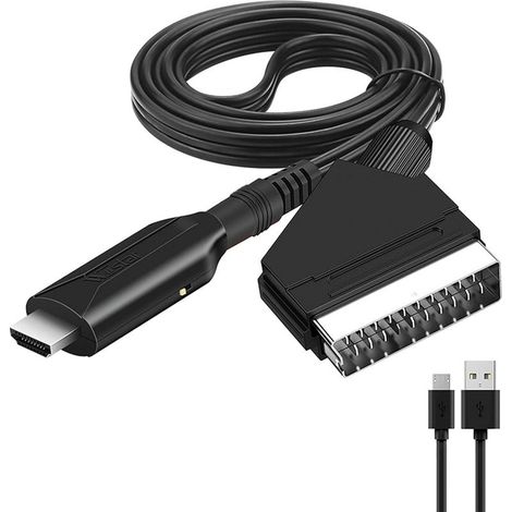 Convertisseur péritel vers HDMI – Adaptateur audio vidéo 1080p – Compatible HDTV, DVD, PS3 – Câble HDMI inclus – Plug-and-play (1/4)