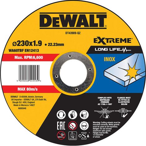 Dewalt 230x1,9x22,23mm disco da taglio per ferro e acciaio inox (1/2)