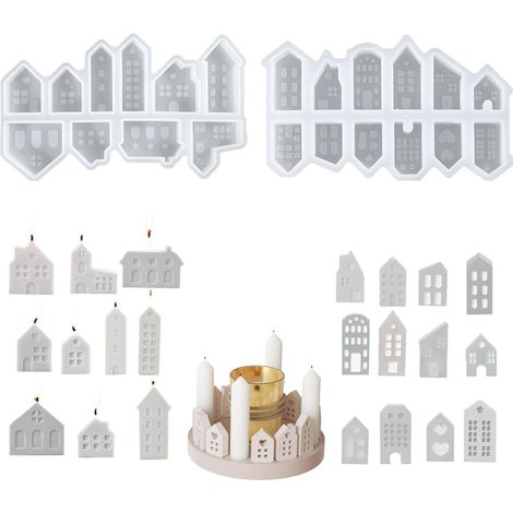 22 Pièces Moule de Maison en Silicone pour Noël, Pâques, Halloween - Moule de Moulage pour Décoration Festive