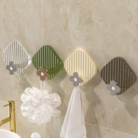 Crochets de luxe, sans perçage, adhésif puissant, pour entrées, clés, salle de bain, porte-serviettes, patères, couleurs assorties. (1/5)
