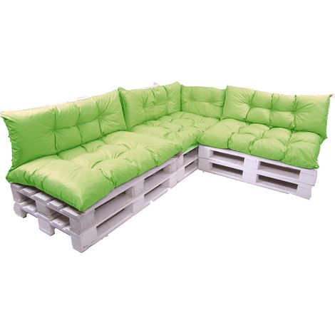 Set de 7 Coussins pour palettes, 3 x Assise 120x60 et Dossier 3x120x40cm Chaux, Canapé de Jardin / coussin palette in / extérieur, SETGARDEN
