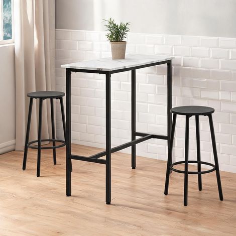Ensemble table de bar et tabourets blanco 100 x 40 x 90 cm (1/5)
