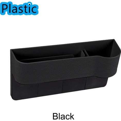 (Plastique noir droit) Organisateur de siège auto pour combler l'espace entre le siège et le siège avant. Boîte de rangement latérale avec porte-gobelet pour téléphone, lunettes de soleil et boisson. (1/5)