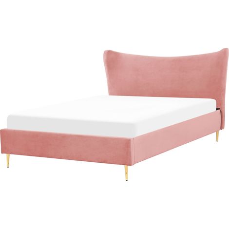 Bed Velvet CHALEIX 160 x 200 cm (EU King Size) Peach Pink