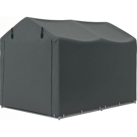 Abri de jardin 2 x 1,6 x 1,65 m abri vélo extérieur cadre en métal galvanisé, imperméable résistant aux UV, gris foncé