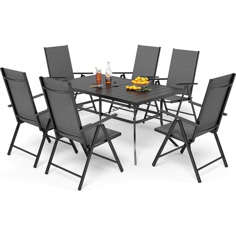 Gartenmöbel Set Gartentisch Metall Stühle Tisch 1529074 cm Schwarz (1/5)