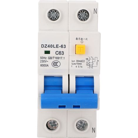 Fehlerstromschutzschalter DZ40LE-63 mit DIN-Schienenmontage und zwei Griffen, 230 V (1/5)