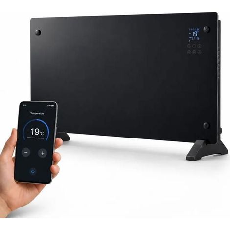 Extralink LPL-23A – Radiateur panneau en verre connecté 2000 W – WiFi – Chauffage électrique intelligent – Noir (1/5)