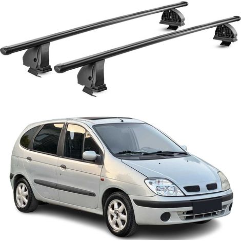 OMAC Stahl Dachträger Querträger Renault Scenic I 1996-2003 – TÜV / DIN 75302:2019 – Abschließbar – Max. 75 kg – 2 Stangen – Schwarz (1/5)