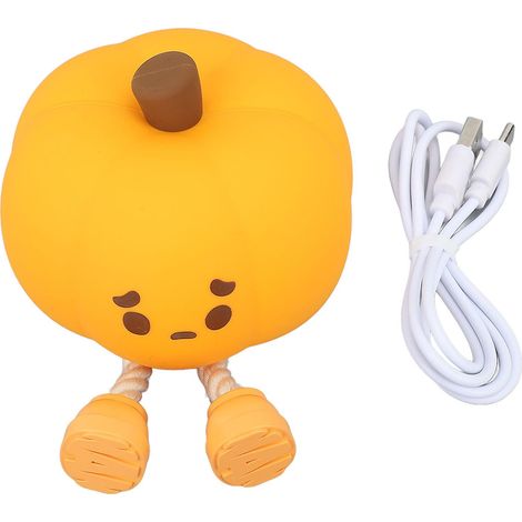 Veilleuse mignonne 2024 en forme de citrouille, rechargeable, à intensité variable et commande tactile, idéale pour la chambre d'enfant. (1/2)