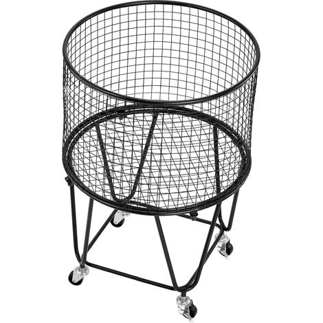 Panier de Courses Roulant, Chariot de Transport avec Roues Pivotantes 360°, Capacité de Charge 27 kg, Acier Carbone Résistant pour Lessive, Courses et Camping (1/5)