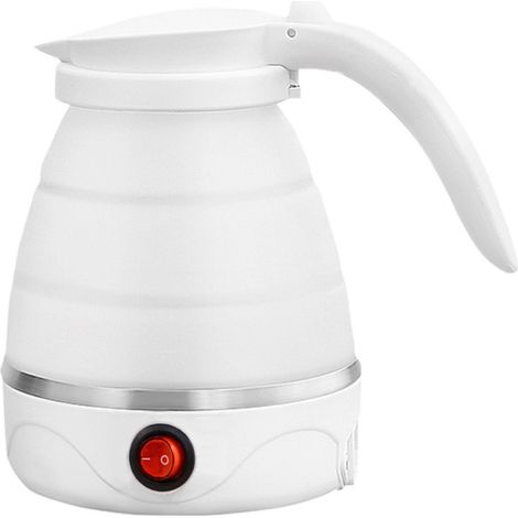 Bouilloire pliable, mini bouilloire de voyage pliable en silicone blanc, ébullition en 5 minutes, idéale pour le camping, les voyages, le bureau et les activités de plein air. (1/5)