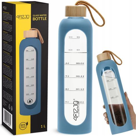 Botella de agua de vidrio 4FIZJO 1l Azul (1/5)