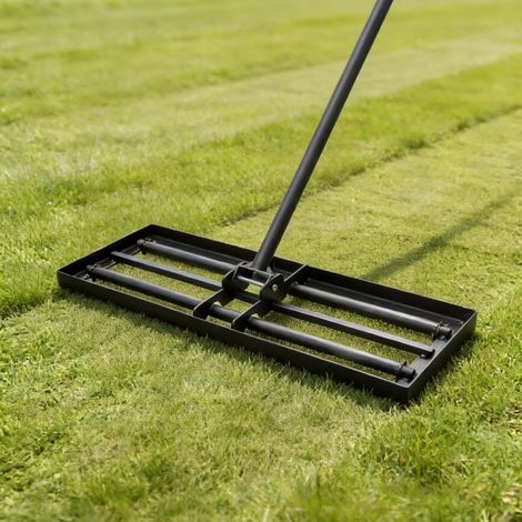 Lawn Leveling Rake with Roller Head 76x25cm Rustproof A3 Steel Lawn Leveler Adjustable Long Handle 207 cm Garden Rake for Leveling Land, Sand and Lawns (1/5)
