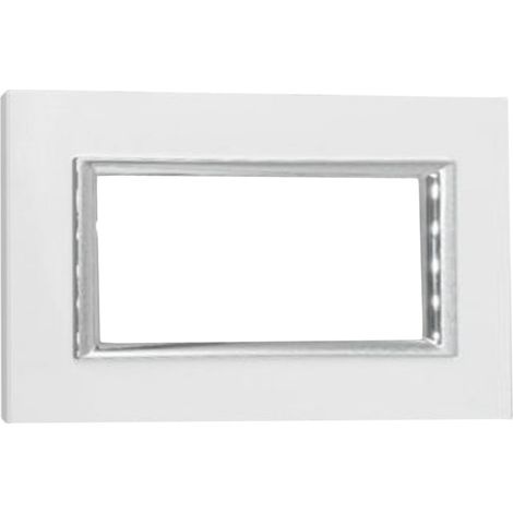 Placca Interruttore 4 Moduli Copri Placchetta Bianca Copripresa C4804 WHT