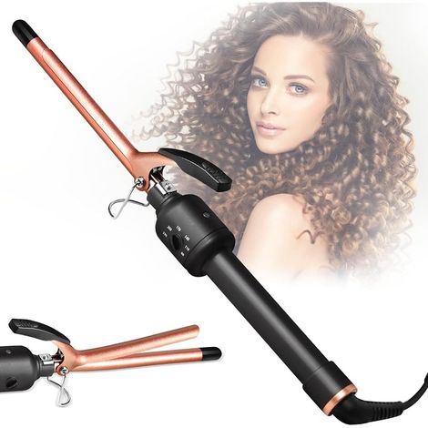 Fer à Friser Professionnel 13mm, Mini Fer à Boucler Revêtement en Céramique PTC pour Les Boucles Fines, Antistatique, Chauffage Rapide, Température Réglable 80-230℃