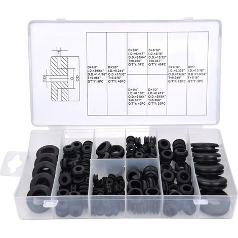 AMXCNOY Gummitüllen, Gummitüllen-Set für Kabel, Stecker und Leitungen, 180 Stück (1/4)