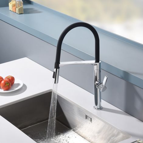 SUMERAIN Mitigeur de Cuisine avec Bec Rotatif à 360° et Pulvérisateur Extensible, Mode de Pulvérisation Double Sans Plomb, Chrome (1/5)