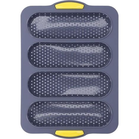Akozon tapis à baguette Moule à Baguette 4 Rainures Silicone Souple Surface Lisse Moule À Pain Moule De Cuisson Outil De Cuisine