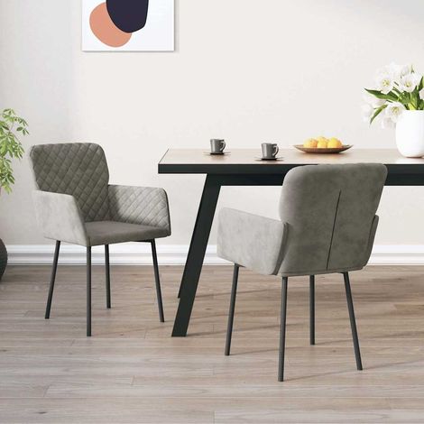 vidaXL Sillas de comedor 2 unidades terciopelo gris claro (1/5)