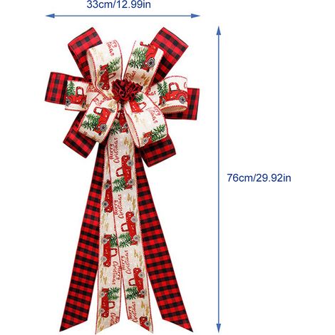 Grand nœud de Noël en ruban, décoration pour sapin de Noël (2 styles, 7633cm) (1/5)