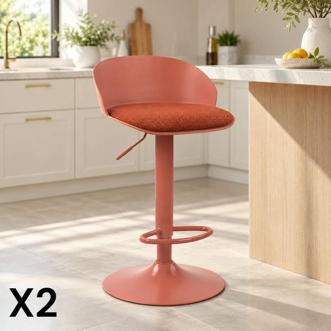 Tabouret de bar réglable métal et tissu terracotta (lot de 2) LEEDS (1/5)