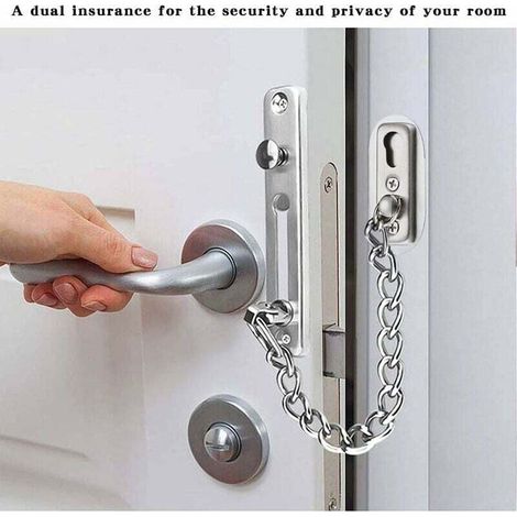 Chaîne de sécurité,chaîne de porte en acier inoxydable 304,serrure à chaîne de porte avec vis,utilisée pour les portes et fenêtres intérieures des hôtels familiaux,argent chromé brossé (1/3)