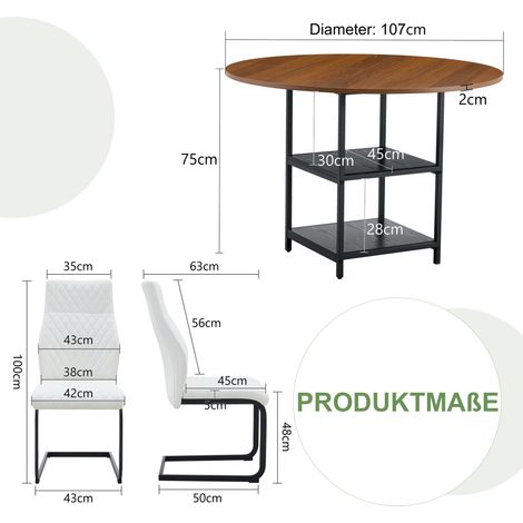 Set tavolo e 2 sedie da pranzo rotondo 107 cm in MDF e metallo, stile industriale (1/4)