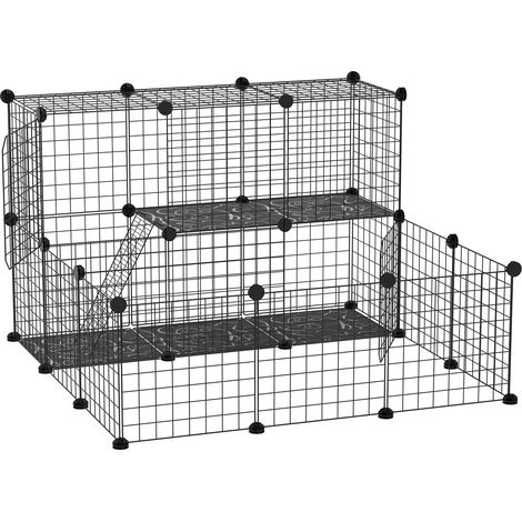 Gabbia per Conigli Modulabile 105x105x70 cm in Acciaio Nero (1/5)