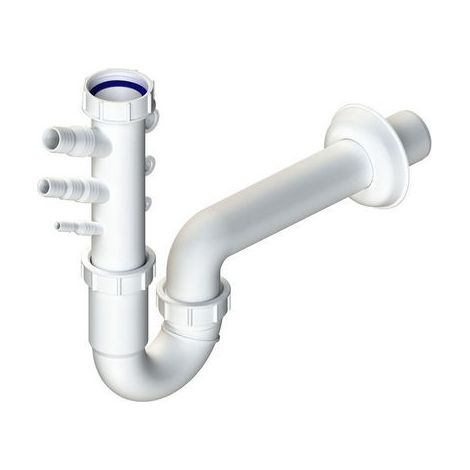 SIFONE PER LAVELLO A U CON ATTACCO MULTIFUNZIONE HERMES 1"1/2 Uscita D.40