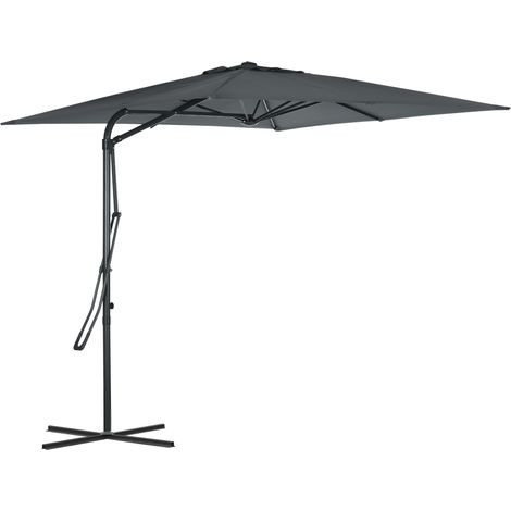 Parasol déporté carré 2,5 x 2,5 m, parasol de jardin extérieur protection UV base croisée incluse gris foncé (1/5)